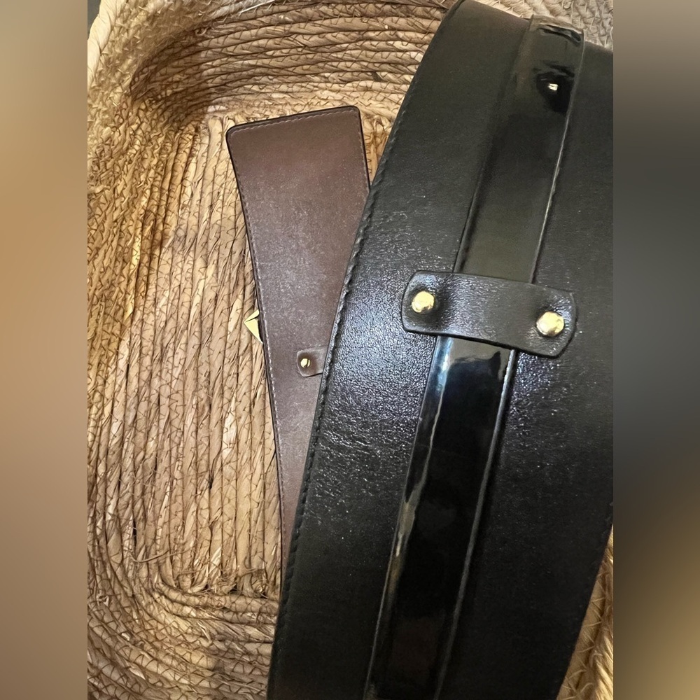 Stylish etcetera Black Leather Belt with Gold Buckle - Picture 9 of 11